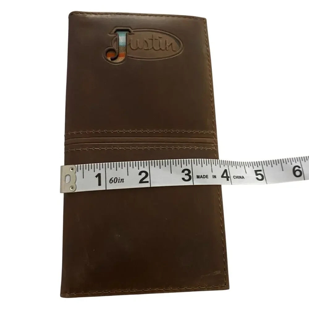 NWT Men’s Justin Rodeo Genuine Leather RFID Western Wallet Serape Logo 2122767W7